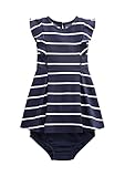 Polo Ralph Lauren Baby Girls Ruffled Striped Dress & Bloomer 2 Piece Set (12 Months, Navy(1001)/W)