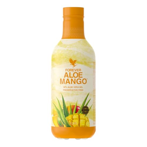 Forever Aloe Mango Aloe Vera Gel (1L) zum Trinken 86% pures zertifiziertes Aloe Vera Gel mit fruchtigem Mango-Geschmack ohne Zusatz von Konservierungsstoffen hoher Vitamin C-Gehalt vegan