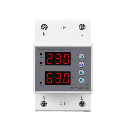 Protection Rail DIN 63A 230V contre surtensions et sous-tensions avec relais réglable 3P 54mm