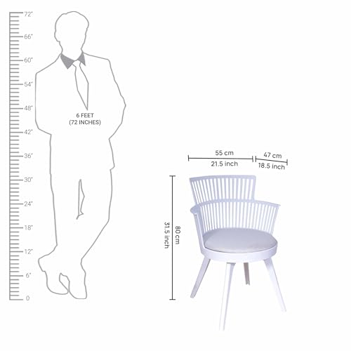 Image of Creative White Cafe Chair with Slatted Back, Stylish Cushioned seat for Comfort and Elegance.Perfect for Living Rooms, Balconies | CS-1221 /P2