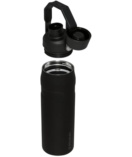 Image of STANLEY IceFlow Fast Flow Bottle, 24 oz, Black 2.0 | Angled Spout Lid | Lightweight and Leakproof for Travel and Sports | Easy Carry Handle | Insulated Stainless Steel | BPA-Free