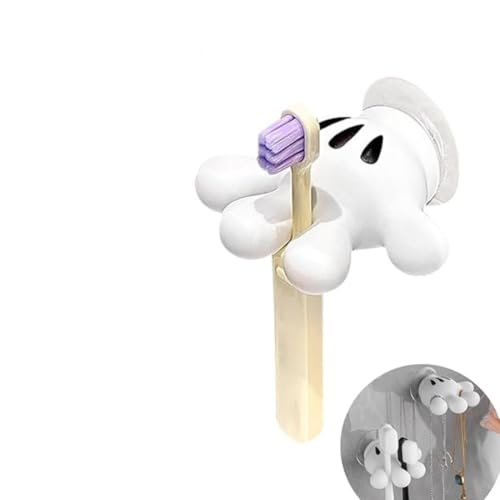 Image of TASMAX Cute Tooth Brush Holder Bathroom Brush Stand self Adhesive wall Mounted Toothbrush Holder Multi-Function Mouse Bathroom Decor Toothbrush Stand Key Holder Plug Holder
