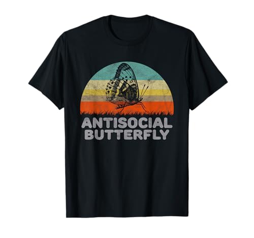 Funny Gifts For Introverts Antisocial Butterfly T-Shirt - Women's Black Small Classic Fit Short Sleeve Crew Neck T-Shirt