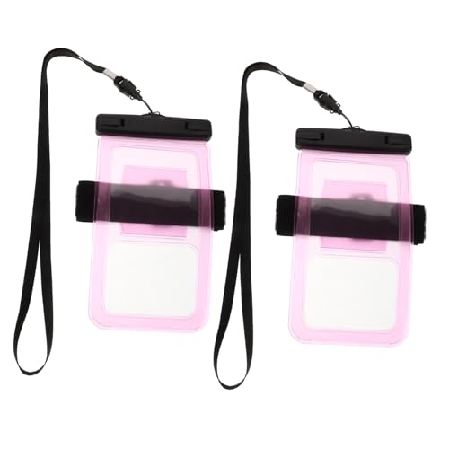 Mikikit 2Pcs Phone Pouch Durable PVC Dry Bag with Touchscreen Functionality for Swimming Diving and Outdoor Activities Pink Color
