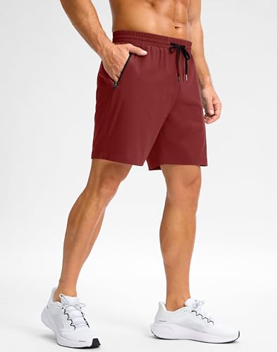 Image of Pudolla Men's Running Gym Shorts with Zipper Pockets 5 inch /7 inch / Lightweight Quick Dry Running Workout Athletic Short