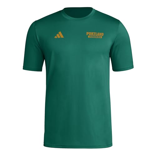 adidas Mens Portland Timbers Pre-Game Short Sleeve Soccer T-Shirt,Dark Green/Portland Timbers,XX-Large