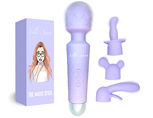 Lilly‘s Secret "THE MAGIC STICK"- 4in1 Vibrator Klitoris G-Punkt Anal und Prostata Stimulation 20 Intensitäten - Sexspielzeug für Sie Frauen Männer Paare - Leise und Stark Vibratoren 3 Aufsätze