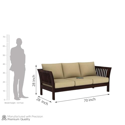 Image of Sheesham Solid Wood Curved Sofa | Handcrafted Wooden Sofa for Living Room | Natural Finish | Elegant & Durable Home Furniture (Walnut, 5)