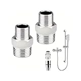 2 connettori per tubo doccia, raccordi filettati maschio a femmina, raccordi per doccia con capezzolo, raccordi idraulici per tubi dell'acqua, adattatore per doccia con capezzolo riduttore