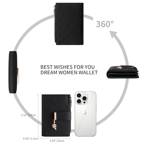 Image of SENDEFN Wallets for Women Leather RFID Blocking Credit Card Case Holder Purse Zipper Pocket with ID Window