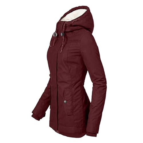 WYTong Winter Coats for Women Fleece Lined Puffer Coat with Hooded Lightweight Button Down Outwear Coat with Pockets4