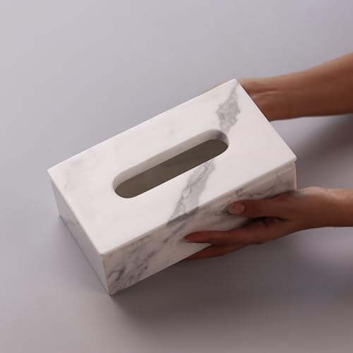 Image of HANDICRAFT BAZAAR Marble Tissue Box Holder for Countertops, Dining Table, Office, Home (Statuario)