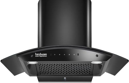 Image of Hindware Smart Appliances | Nadia IN 75 cm Chimney | 1500 CMH |Curved Glass | Filterless | Auto Clean | Touch Control, Motion Sensor | 10 Yrs Warranty on Motor & 2 Yrs on Product (Black)