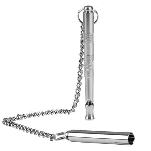 Hioip Dog Whistle to Stop Barking 120Khz Metal Silent Dog Whistle for Recall Training with Stainless Steel Chain Far Reaching Sound High Frequency Long Distance Recall for Most Breeds
