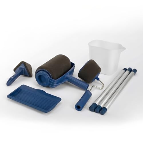 Image of 8PCS Paint Runner Pro Roller Brush Set with Extension Handle | DIY Wall & Ceiling Painting Kit with Flocked Edger, Tray, Corner Cutter & Pour Jug | Reusable Roller Kit for Home