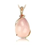 RDSGYZ Collar para mujer de oro rosa 750 585 375 de oro auténtico, cadena colgante gota con cuarzo rosa de 14,5 ct, collar de boda de 45 cm para mujer, Metal, Cuarzo rosado