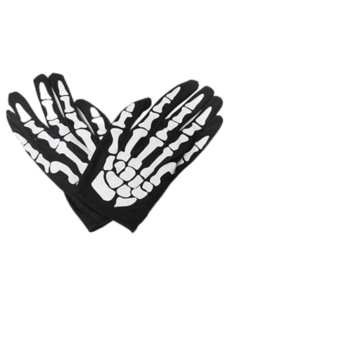 Rakiuty Luvas de esqueleto de Halloween, luvas esqueleto de dedos inteiros, para Halloween carnaval festa de máscaras, 1 par