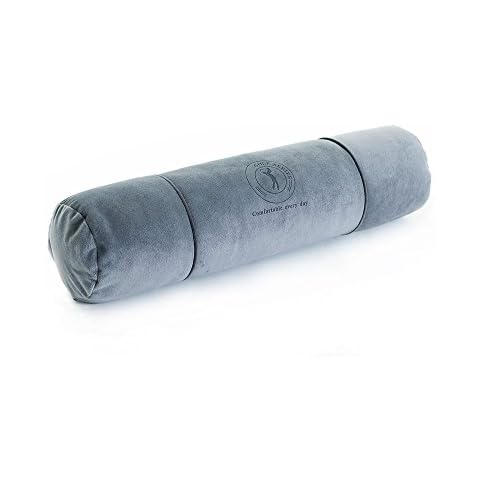 Cervical Round Roll Long Bolster Neck Relax Cylinder Back Sleeper Bed Supports Leg And Lumbar Pain Relief Massage Pillow With Bamboo Charcoal Bag,Washable Pillowcase,Linear Traction Grey 21"×5" Cover