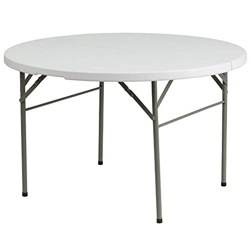 Flash Furniture 4-Foot Round Bi-Fold Granite White Plastic Banquet and Event Folding Table