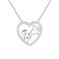 MAKOBLESSMOMO Halsketten mit Herzanhänger für Mädchen, Pferdehalskette, Schmuckgeschenke für Mädchen, Tochter, Enkelin, Nichte, Geburtstag, Weihnachten, Abschluss