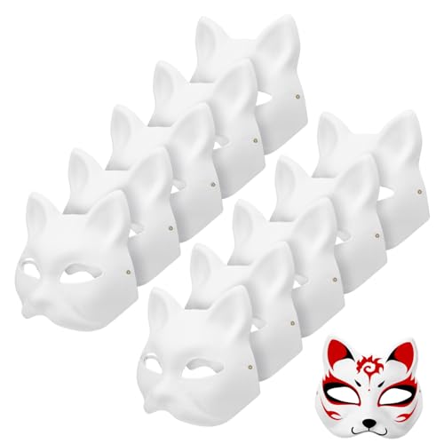 Toyvian Blank Paper Cat Masks Kit 20pcs Half Cat Mask Blanks for Masquerade Party