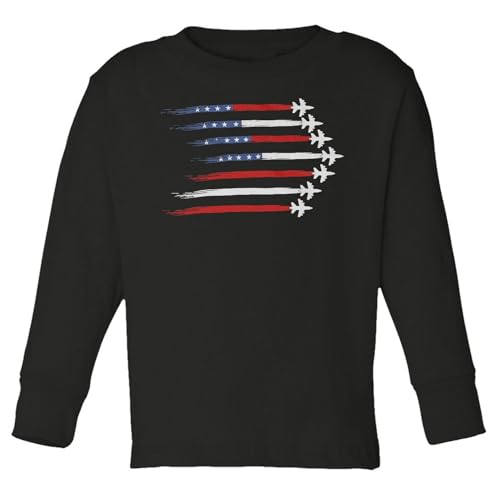 Independence Day 4th of July American Flag Planes Toddler Long Sleeve T-Shirt