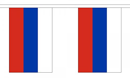 Flagtex Russia Fabric Bunting – 9m with 30 Flags – Indoor & Outdoor Decoration – String Flags Banners Russian Eastern Europe Federation — image 1