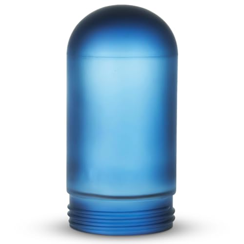 Image of OHLECTRIC Blue Replacement Weather Tight Light Fixture - Threaded Bulb Cover - Sturdy Clear Glass Protectant - Frosted Glass Shade - Outdoor Vapor Proof Fixture - Glass Globe Bulb