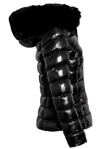 SS7 Womens Shiny Faux Fur Puffer Coat - Image 2