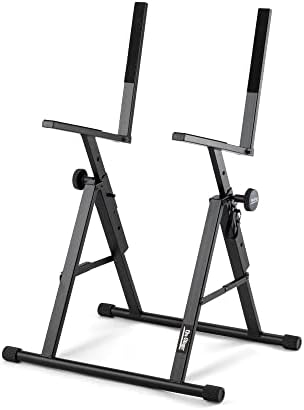 On-Stage RS7000 Tilt-Back Amp Stand (Setup for Guitar Combo Amplifiers and Speakers, 150 lb Capacity, Adjustable Height, Nonslip Rubber Arms and Feet, Portable, Folding, Steel, Black)