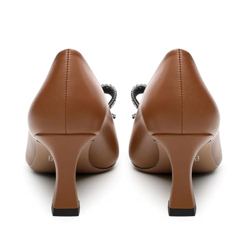 Image of Heels for Women Closed Patent Pointed Toe Bow Pumps Slip on Kitten Low Heels Wedding Party Dress Office Shoes 2.5Inch