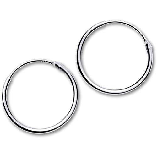 WOZUIMEI S925 Pendientes Circulares de Plata de Estilo Coreano Pendientes Redondos Simples Femeninos Pendientes de Hombres Y MujeresUn par, 12 mm