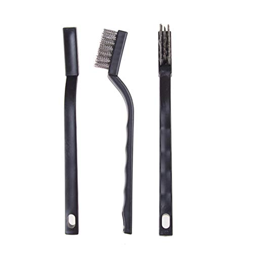 Image of Wire Brush Set, Stainless Steel, 3Pcs | Curved Handle, Scratch Brush Wire Bristle, For Cleaning Welding Slag, Rust & Dirt Removal