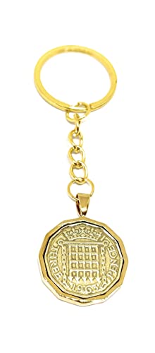Llavero chapado en oro con moneda de tres peniques de 1963 para 62 aniversario
