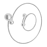 AKOOSY Conjunto de Collar y Pulsera de Perlas Plateadas para Mujer Gargantilla Elegante Cadena Pulsera de Novia Joyería Nupcial para Bodas y Eventos Obsequios