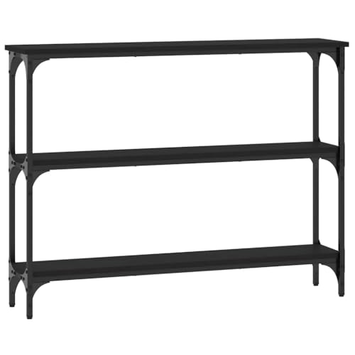 Mesa consola negra para pasillos estrechos que soluciona el desorden 8