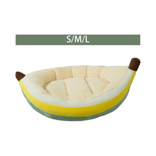 Image of Dog Warm Bed Banana Shape Plush Cozy and Machine Washable Puppy Cushion S | Dog Supplies | Beds