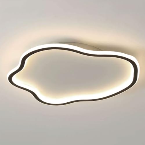 Lámpara de techo empotrada ultradelgada de 4,8 cm (1,9 pulgadas), luminaria LED plana, pantalla acrílica única en forma de nube de 49 cm (19,3 pulgadas), luz negra, luminaria cálida ajustable para pa