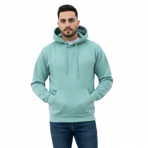 A2Z Mens Fleece Hoodie Pullover Hooded Jumper Sweatshirt - Plain Sweatshirt Aqua XL