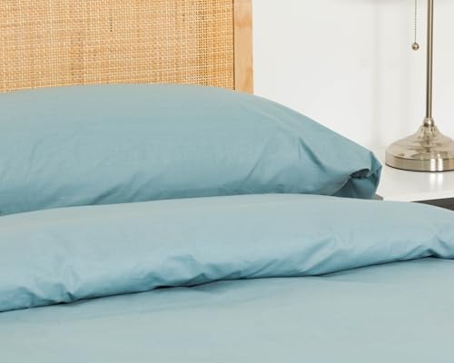 TRAMAS+ Funda Nórdica 100% Algodón, Cama 105, Funda edredón de 180x220cm y 1 Funda de Almohada 125x45cm, Certificado Oeko Tex - Aguamarina