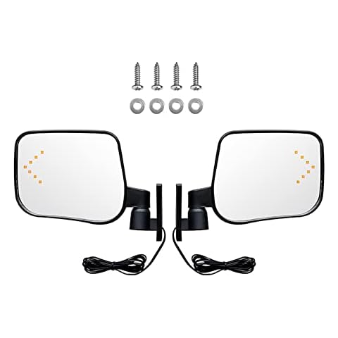 ShuRan Golf Cart Side Mirrors with LED Turn Signal Light Universal Golf Cart Rear View Mirrors for Club Car EZGO Yamaha Cover