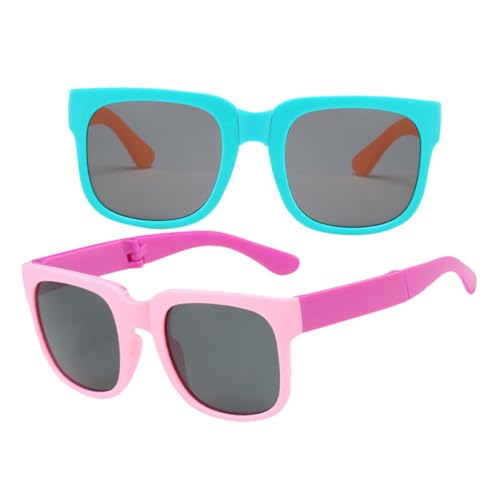 Healeved Children's Sunglasses Girls Boys 2 Pairs Boys and Girls Folding Sunglasses Eyeglasses Straps Fun Stylish Material