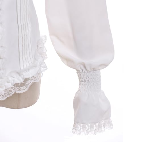 Victorian Blouse for Women Vintage Lace Ruffle Neck Puff Long Sleeve Shirt Tops 5
