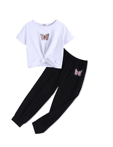 Image of Arshiner Girls Clothing Sets Tie Dye Twist Front Tops & Sweatpants Outfits Sportwear Sweatsuits Tracksuits 4-13 Year