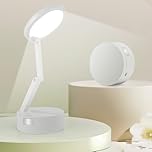 HOTUT LED Desk Lamp, Portable Folding LED Table Lamp, Battery Powered Lights, 3 Colors+Dimmable Rechargeable Light Bedside, Wireless Reading Light for Bedroom Bedside, Office, Nail
