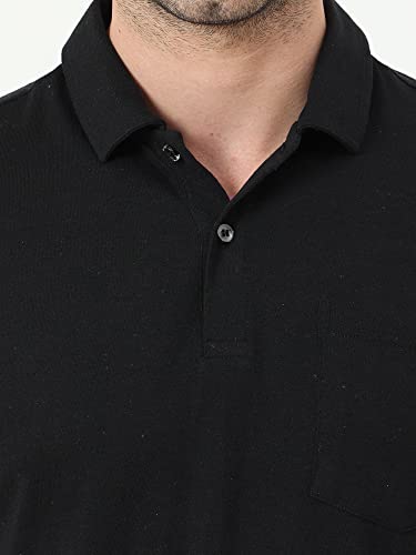 Image of ECOLINE Clothing Mens Cotton Solid Polo Neck Half Sleeve Pocket T-Shirt