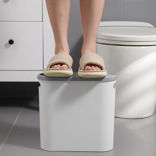 Caneca de basura rectangular blanca de 2.1 galones con tapa presionable miniatura 6