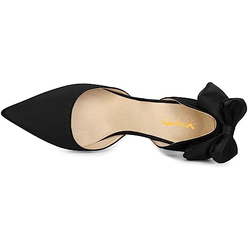 XYD Women Bride Pumps D'Orsay Mid Heels with Rear Bow Pointed Toe Silk Satin Comfortable Wedding Dance Party Shoes3