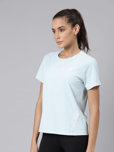 Image of XTEP Comprehensive Training Series, Superior Comfort, Graphic Pattern, Crew Neck, Short Sleeve, Slim Fit, Polyamide & Elastane, Training T-Shirt for Women