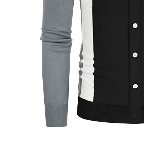 Men's Lapel Splicing Color Blocking Sweater Men Long Sleeve Buttons Down Sweaters Men's Slim Fit Sweater3